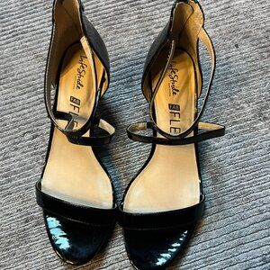 Life Stride Strappy Zipper Back Black Heels Sandals 11w Women's 9.5m Men's